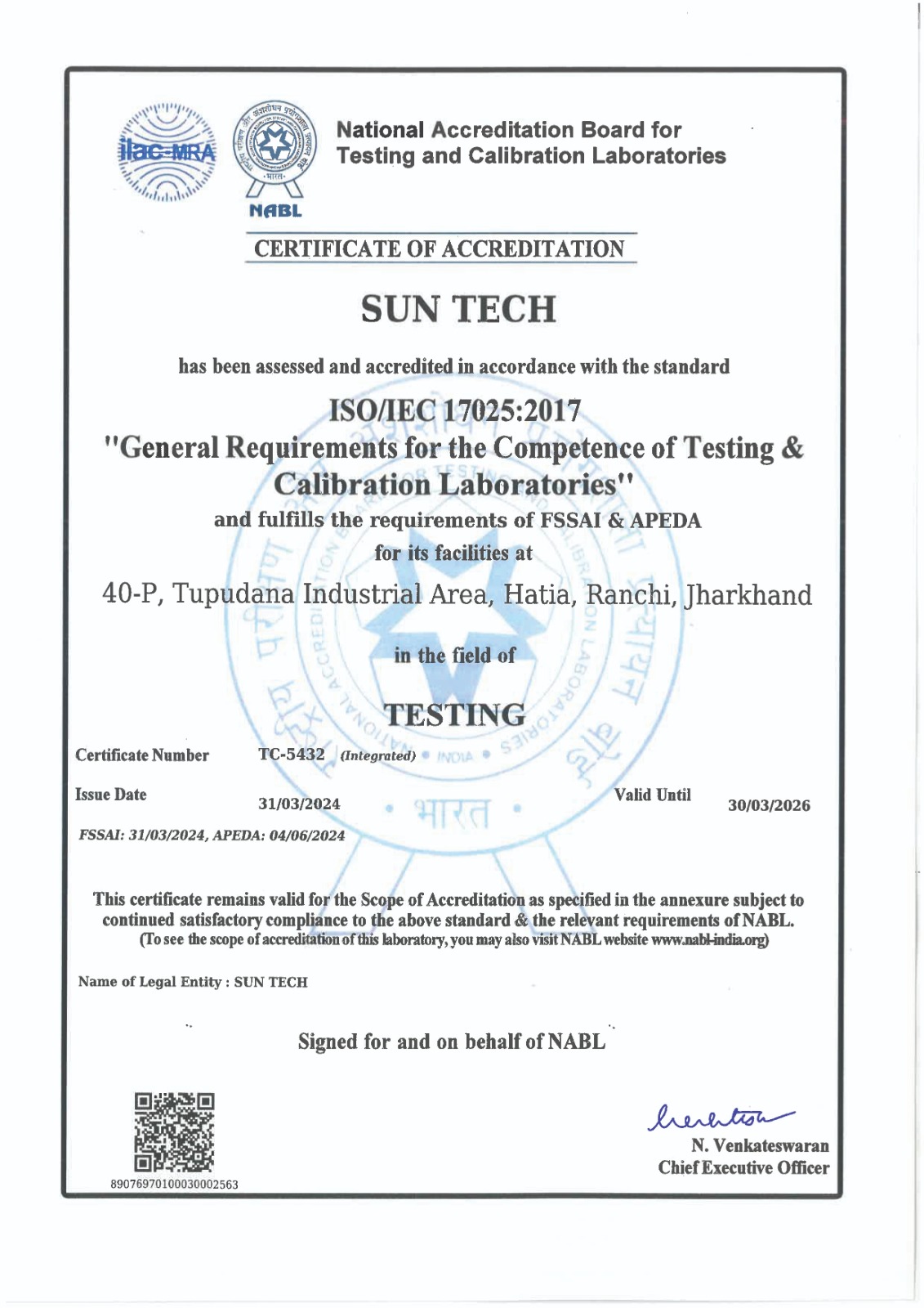 NABL Accreditation Certificate